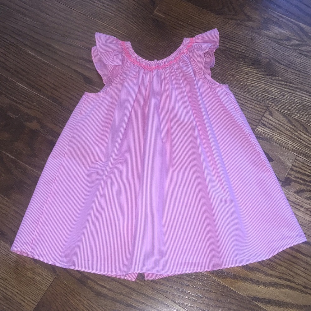 Jacadi pink seersucker dress.